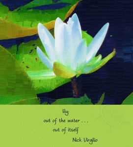 Nick Virgilio's "lily" poem with a digital haige painting by Rick Black
